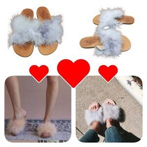Brother Vellies Marabou Lamu Sandal Lavender Size 9